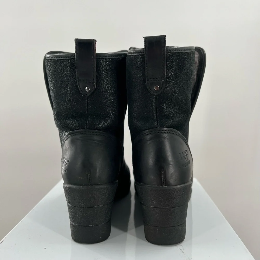 UGG Devoran Black Wedge Waterproof Ankle Booties Ladies